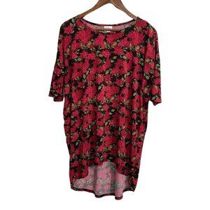 Lularoe Womens Black Floral Simply Comfortable Irma High Low Blouse Small